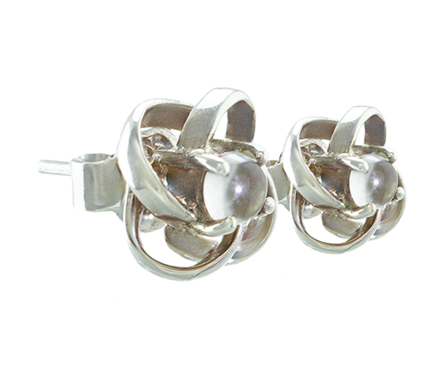STERLING SILVER EARRING PAIR SET WITH 02 MOONSTONES
